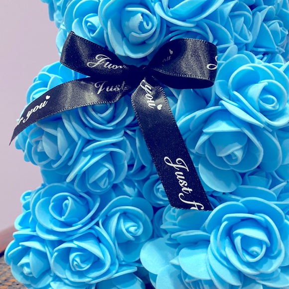 Flower Rose Blue Teddy Bear Cute Gift ! - Picture 3 of 6